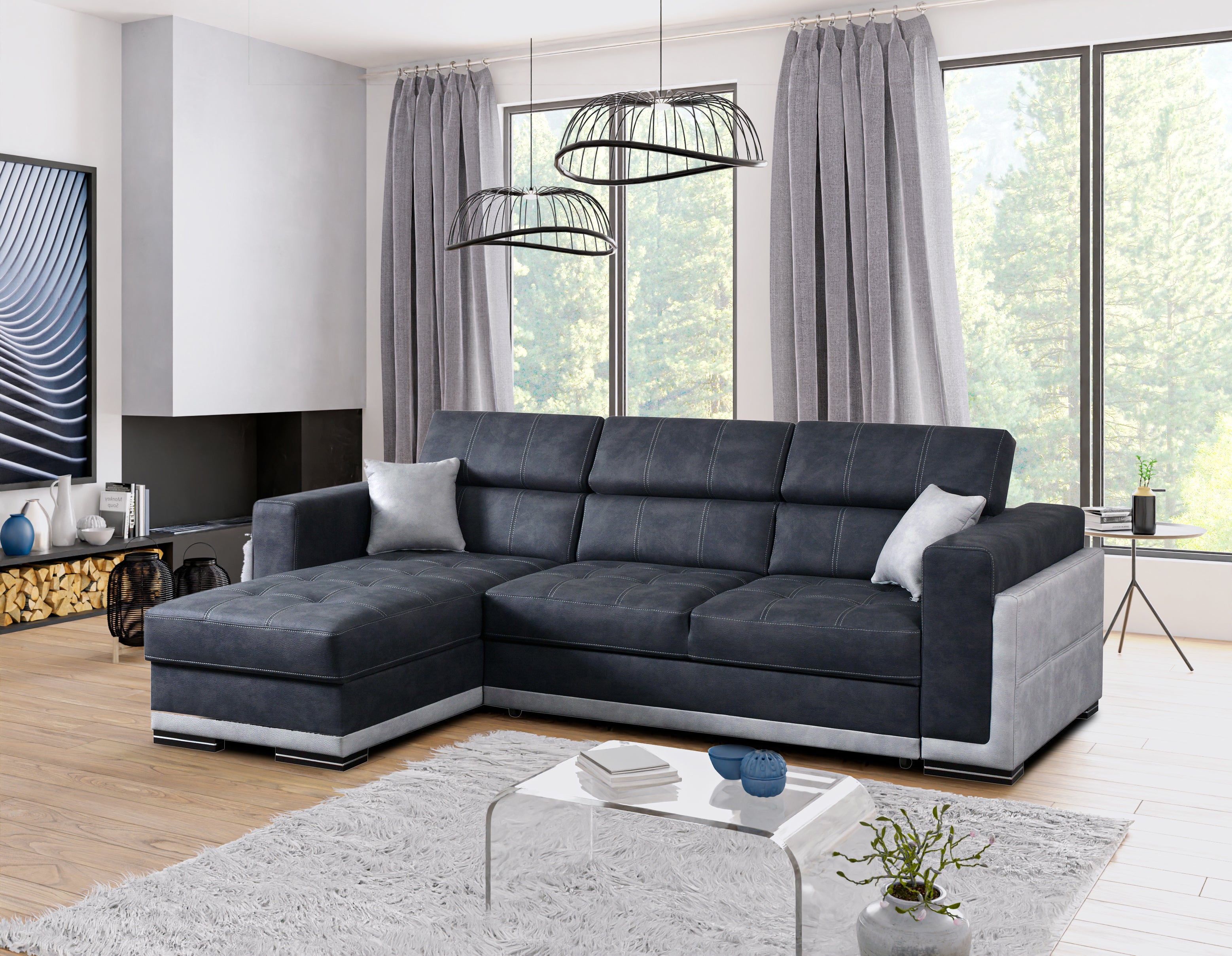 BARI 1 - Modern Corner Sofa with optional Sofa Bed Function and Storag –  Wardrobe Bunk Bed Sofa