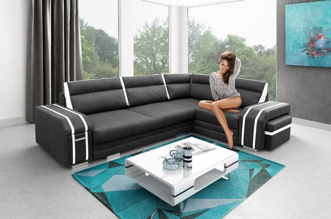 Avatar Functional And Modern Corner Sofa Bed With Footstool Drawer And Pull Out Bed