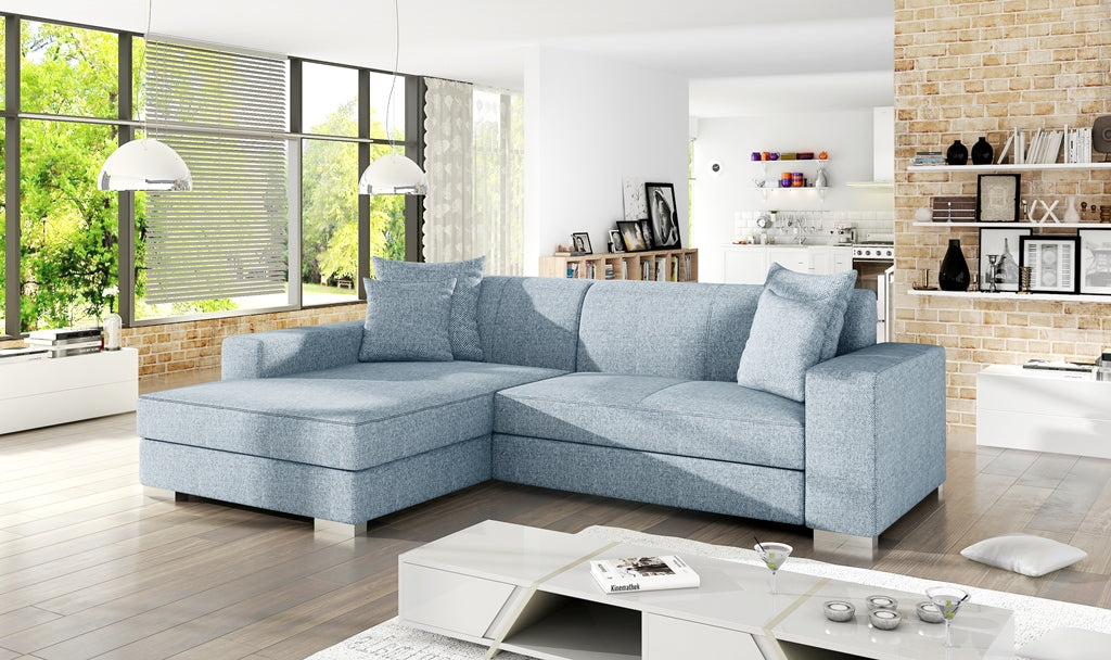 MEXICO - Comfortable Corner Sofa Bed with Storage and Pull Out Bed >263x178cm<