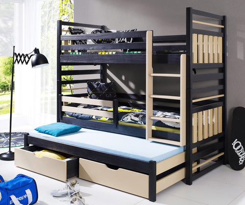 bunk beds with storage and mattresses