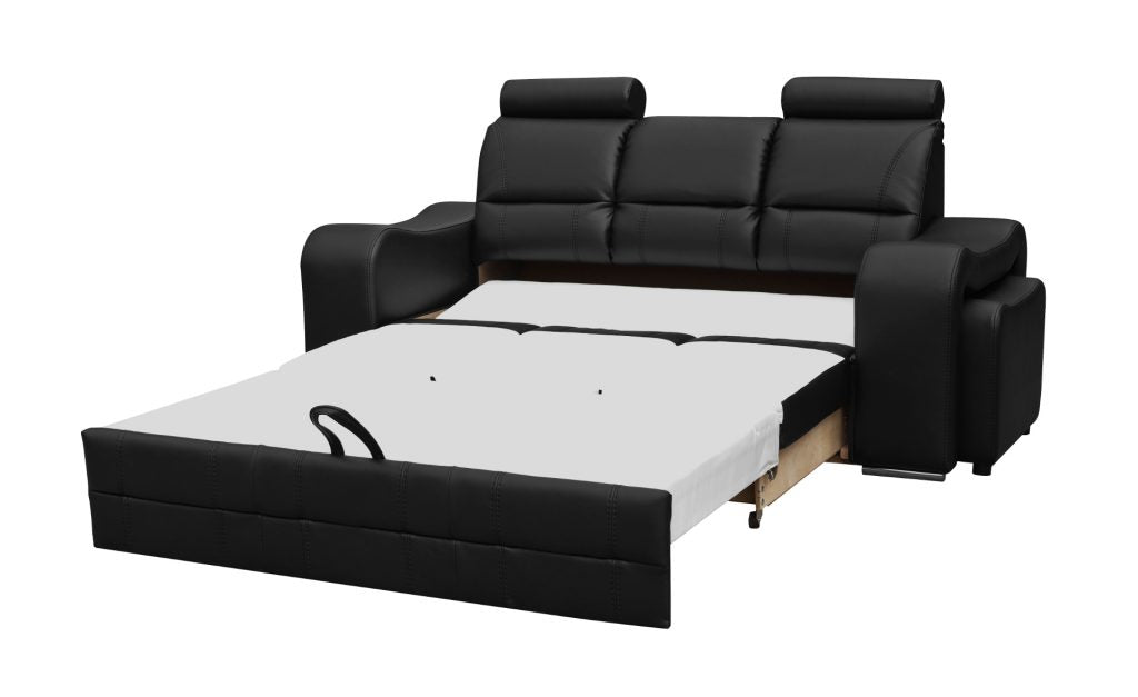 VENUS - Amazing Modern Sofa Bed with 2 Footstools, Adjustable Headrest, Storage and Pull Out Bed >200x93cm<