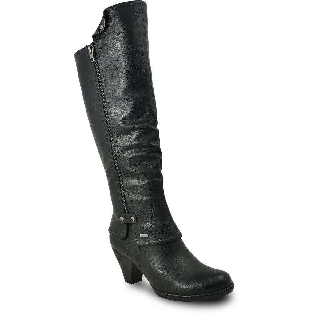 womens black knee high dress boots