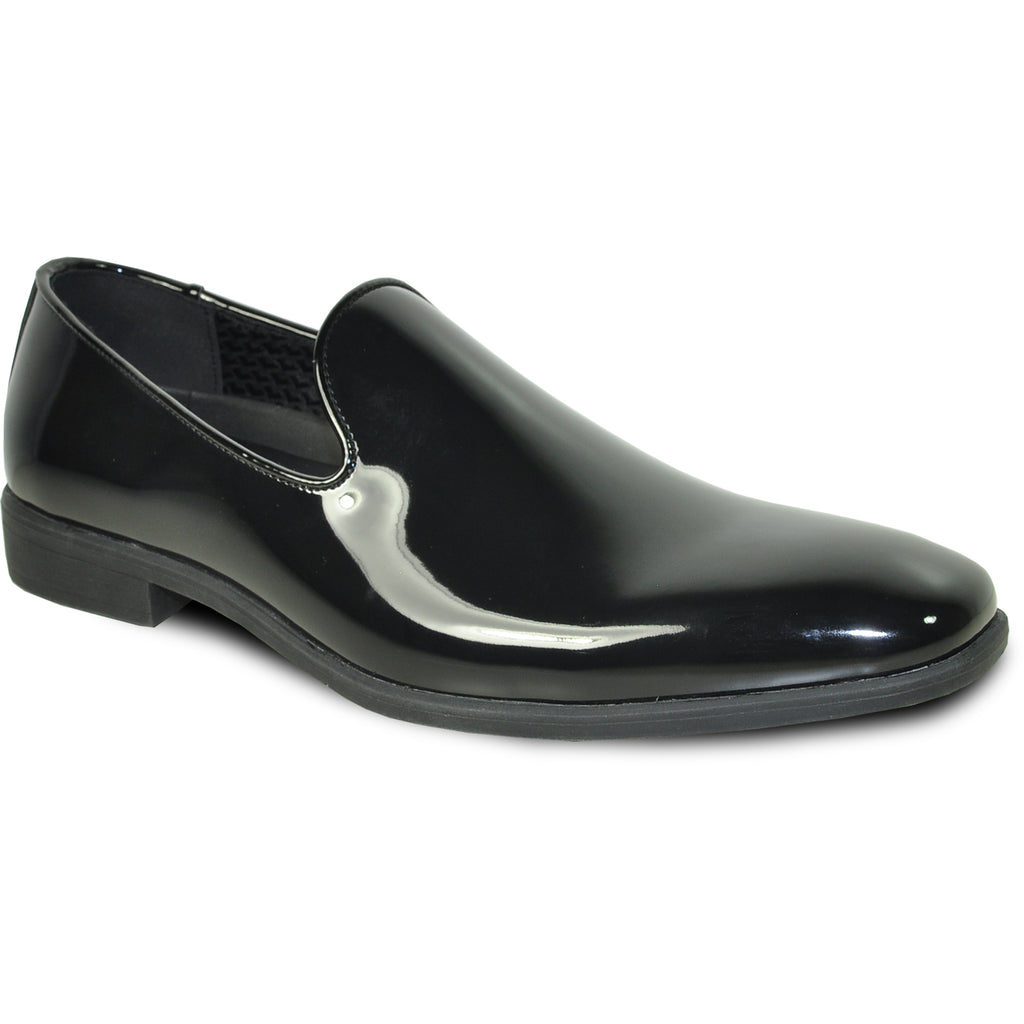 mens black patent loafers