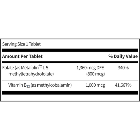serving size cover for Methyl B12 Folate