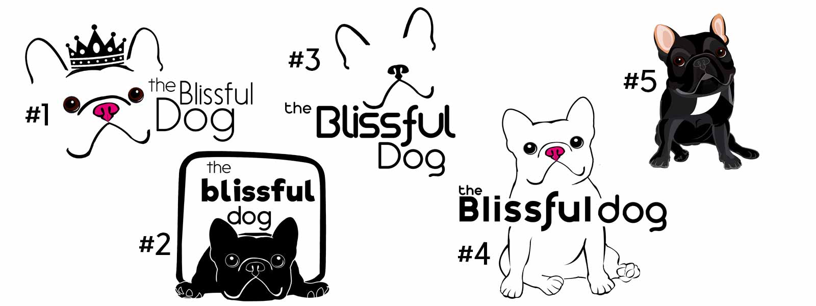 the blissful dog logo variations