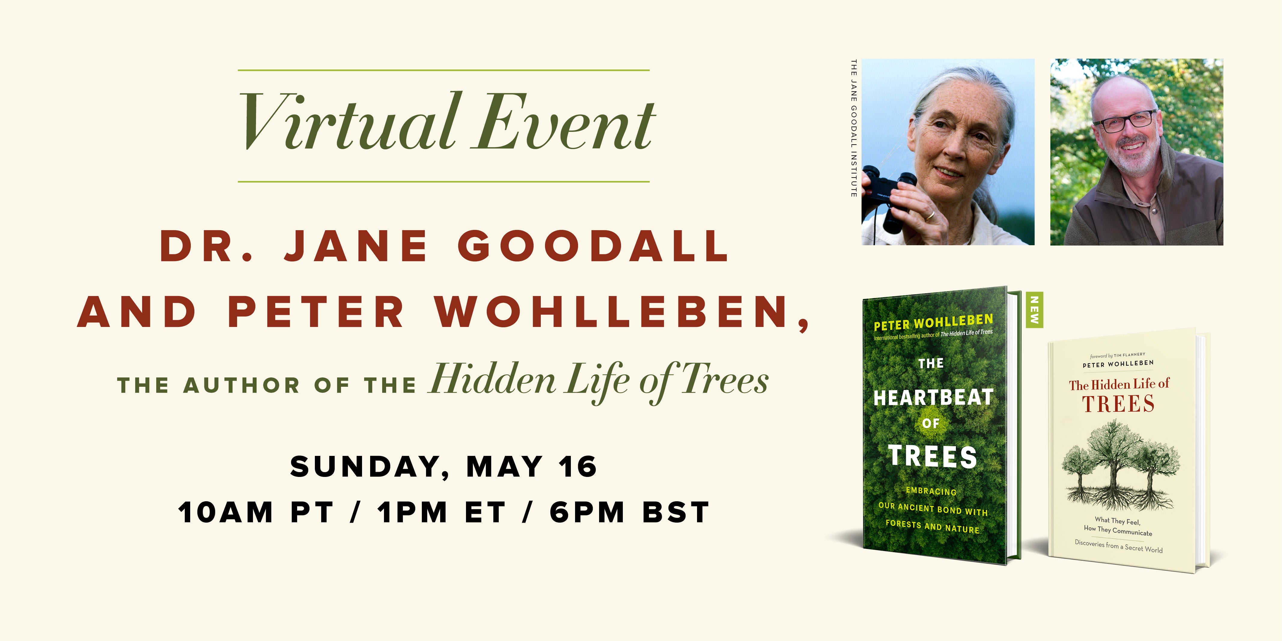 Online Event Dr. Jane Goodall and Peter Wohlleben Greystone