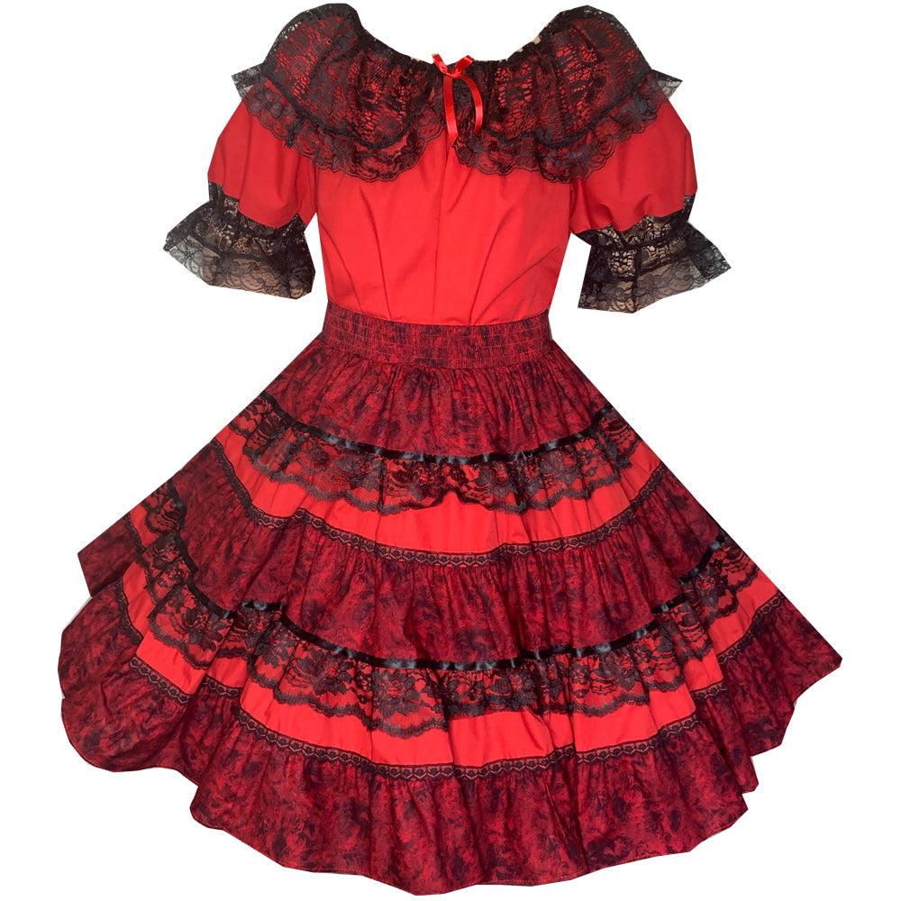 Red Country Gingham Square Dance Dress, Belt & Tie L/XL -  (item  360044641558 end time Apr-26-0…