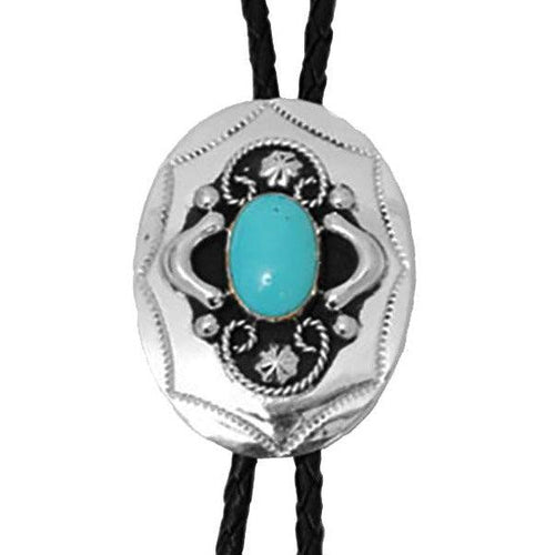 Silver Bolo Tie with Turquoise Stone