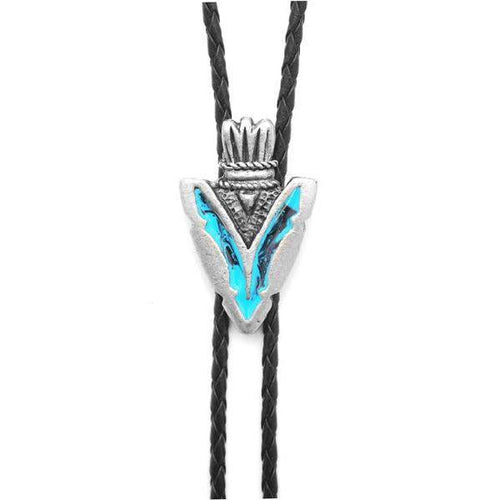 Arrowhead Turquoise Enamel Bolo Tie