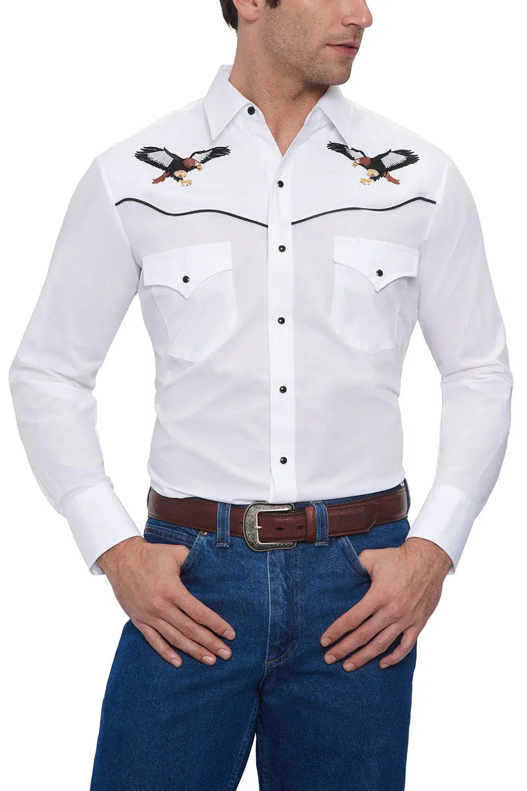 El General Mens White Pearl Snap Shirt 2XL / White