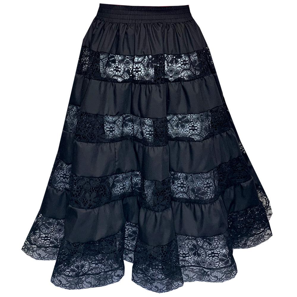 Prairie Skirt with See-Through Lace Tiers | Square Up Fashions