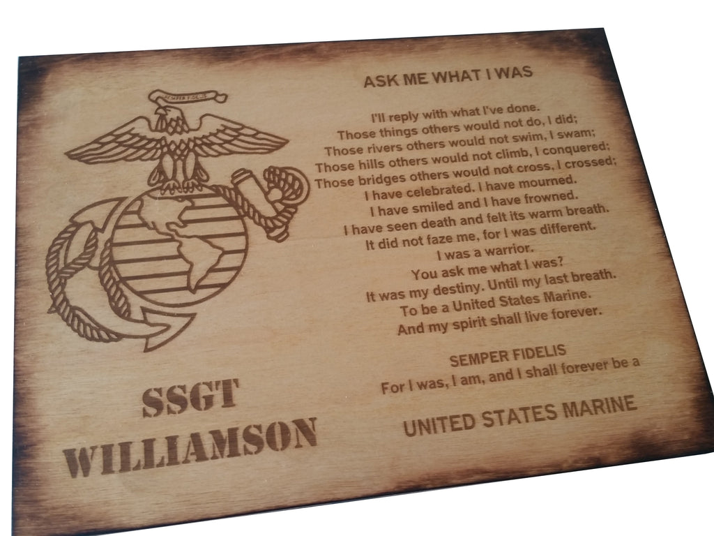 Personalized Usmc Ask Me What I Was Oak Stained Retirement Plaque Five1designs