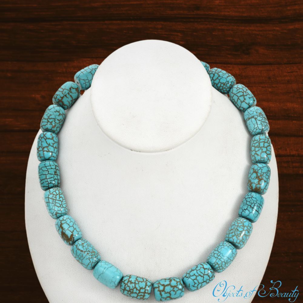 Turquoise big bead necklace with magnetic claps — Boyer New York