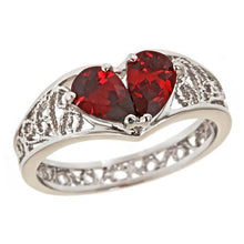 Load image into Gallery viewer, BROKEN HEART Sterling Silver Ring- Garnet or Jet Tears
