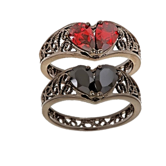 BROKEN HEART Gunmetal PLATED Ring