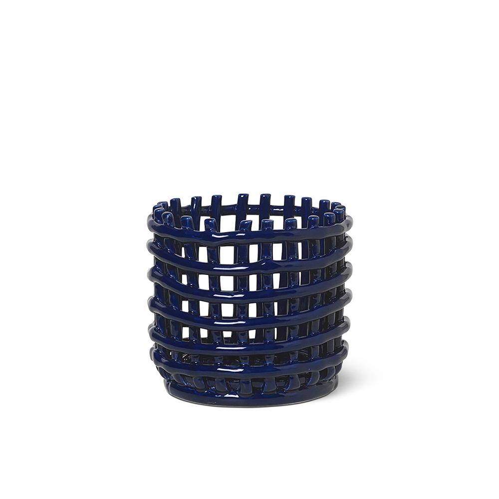 Ceramic Basket Accessories Decor Ferm Living Storage + Organization Blue / Small Blue Small