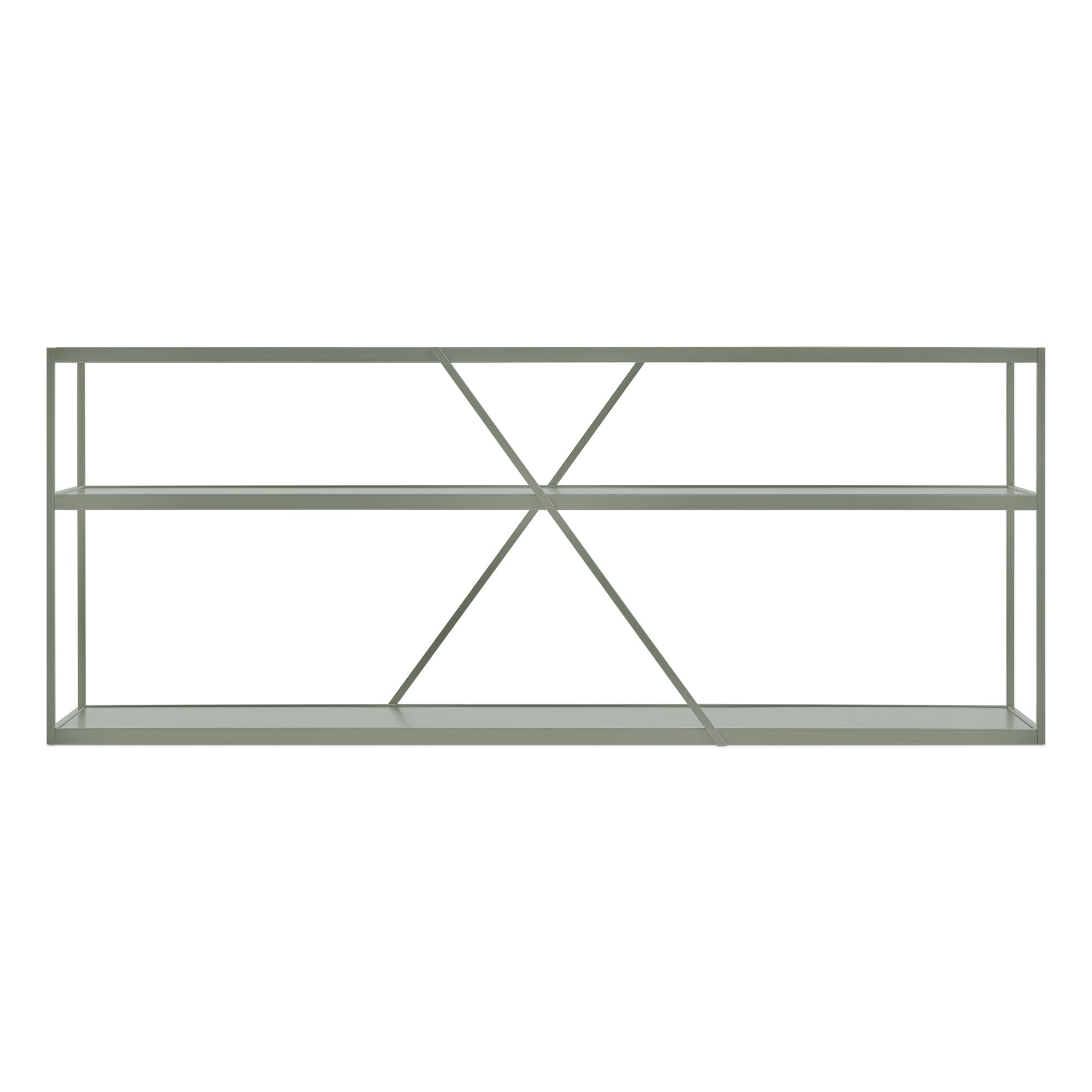 NeedWant Long and Low Shelving Furniture Living Room new Office Storage + Shelves Grey Green