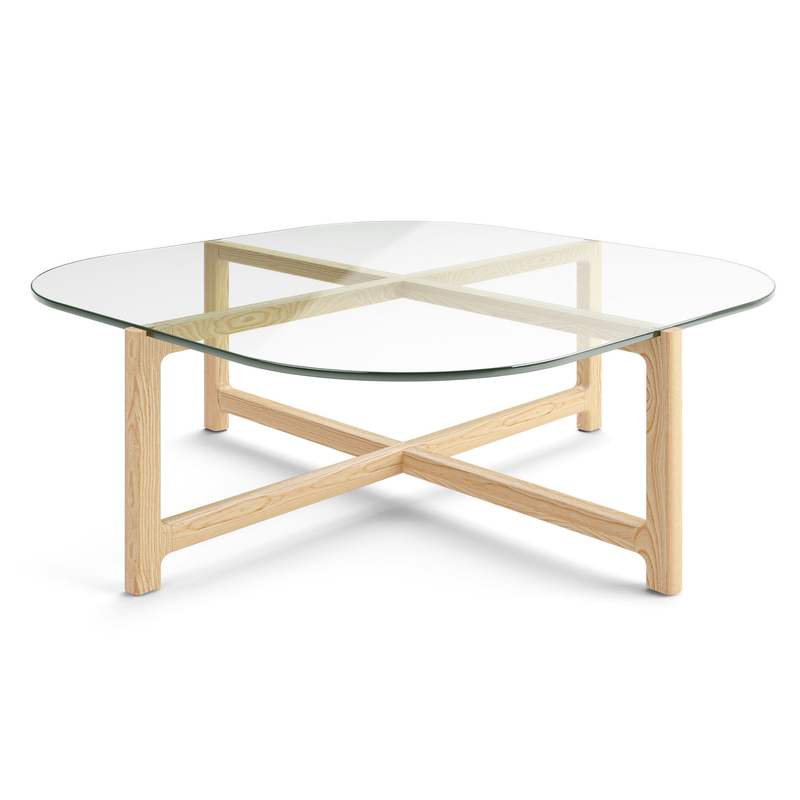 Quarry Coffee Table Furniture Accent Tables Living Room Natural Ash / Square Clear Glass Natural Ash Square Clear Glass