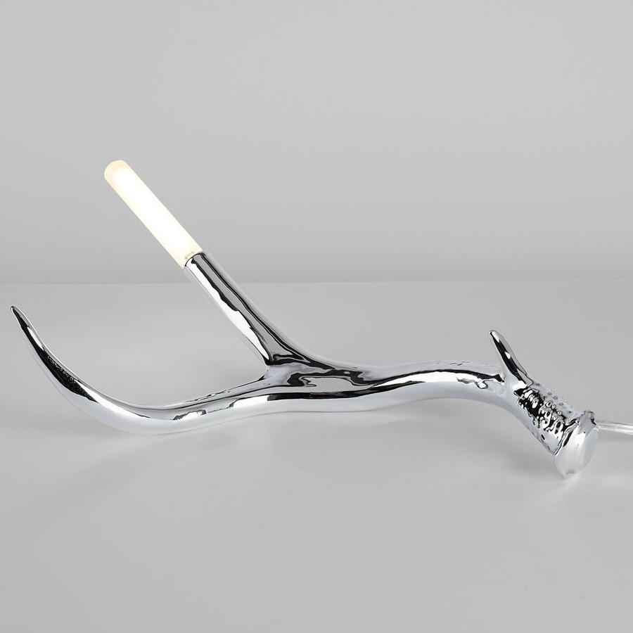 silver antler table lamp