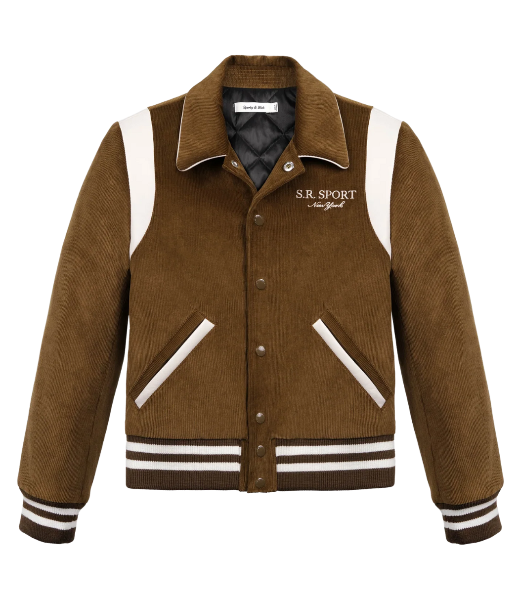 Corduroy top varsity jacket