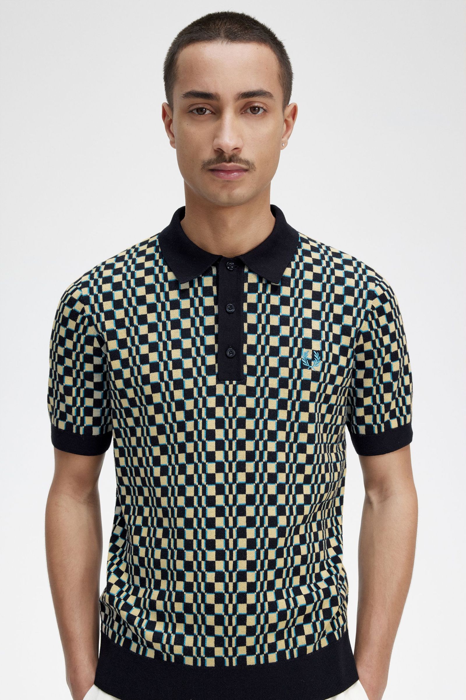 FRED PERRY GLITCH CHEQUERBOARD KNIT SHIRT – 707