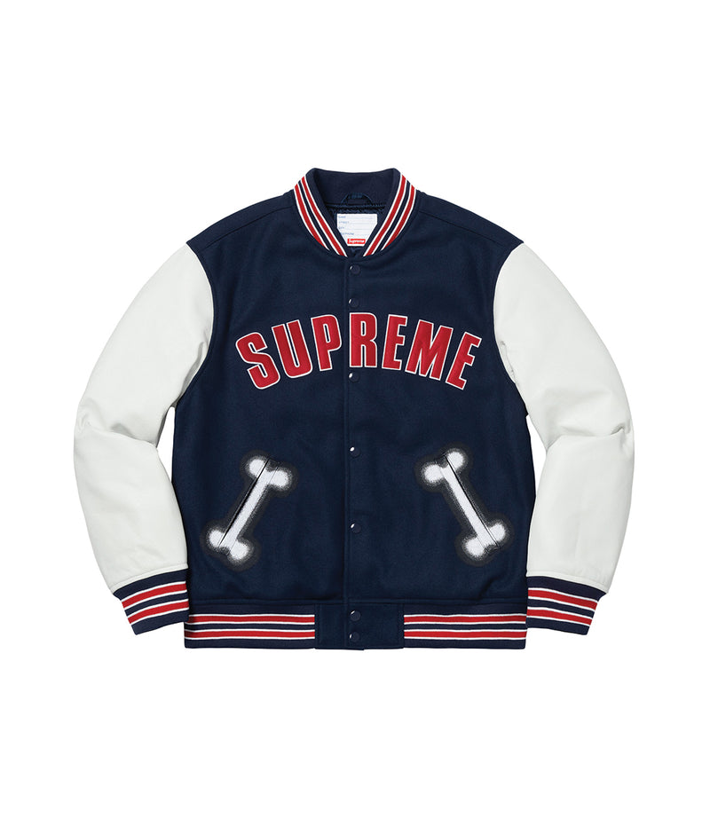 bone varsity jacket supreme