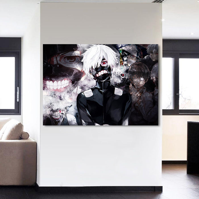Tokyo Ghoul Angry Ken Kaneki Mask Black White 1pc Wall Art