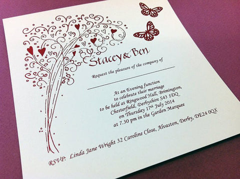 Wishing Tree And Butterfly Themed Personalised Flat Printed Wedding