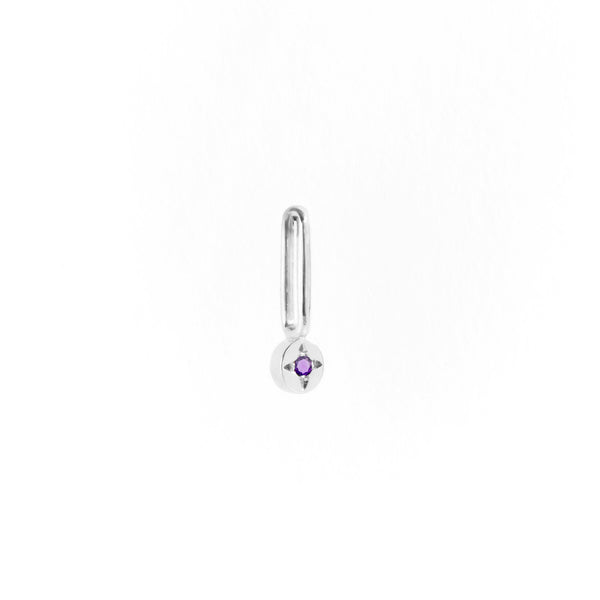 Amethyst Dot Pendant Charm in Silver