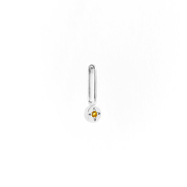 Citrine Dot Pendant Charm in Silver