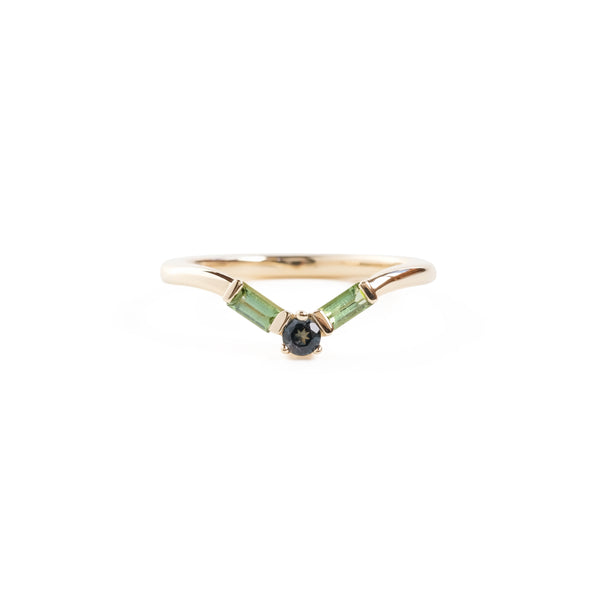 The Temple Ring with Topaz and Tourmaline in Yellow Gold