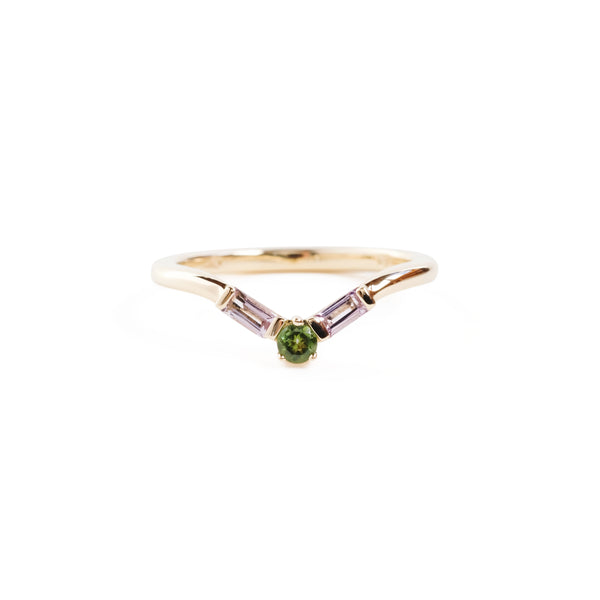 The Temple Ring with Tourmaline and Amethyst in Yellow Gold