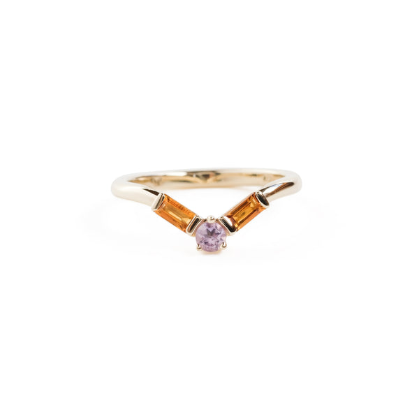 The Temple Ring with Amethyst and Citrine in Yellow Gold