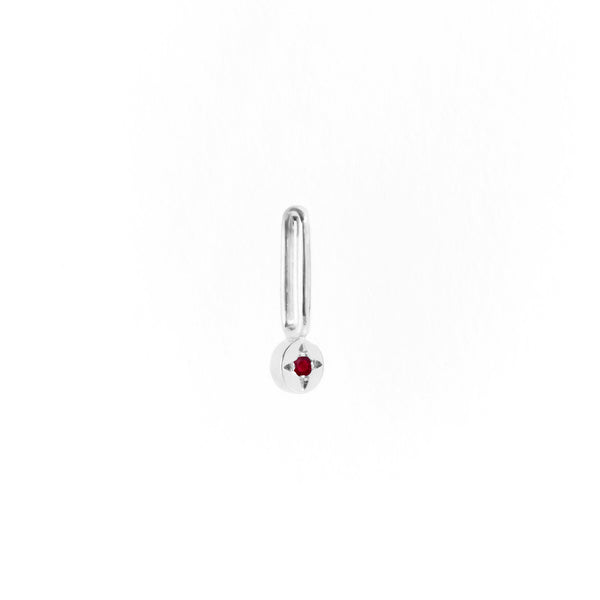 Garnet Dot Pendant Charm in Silver