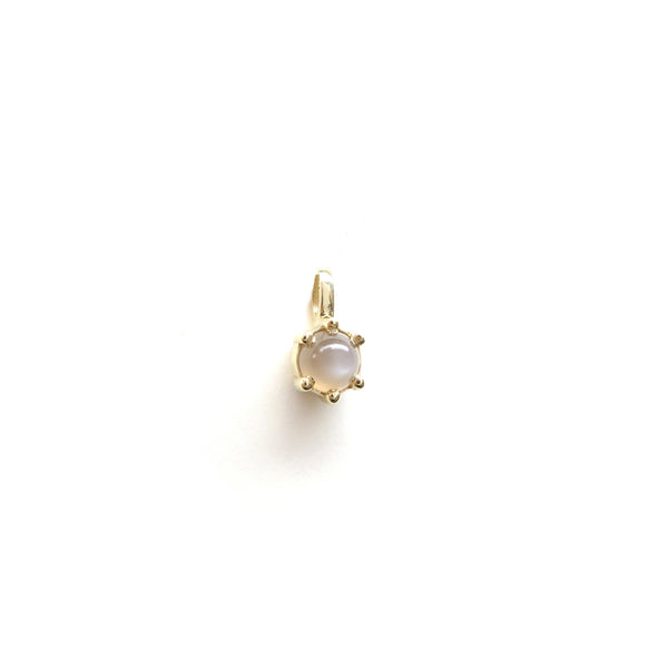 Six Claw Moonstone Cabochon Pendant Charm in Yellow Gold