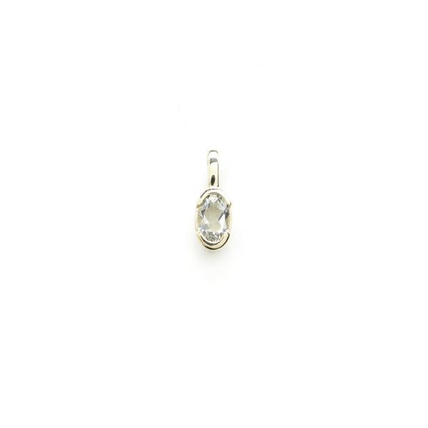 Partial Bezel Oval Prasiolite Pendant Charm in Yellow Gold