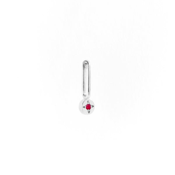 Ruby Dot Pendant Charm in Silver