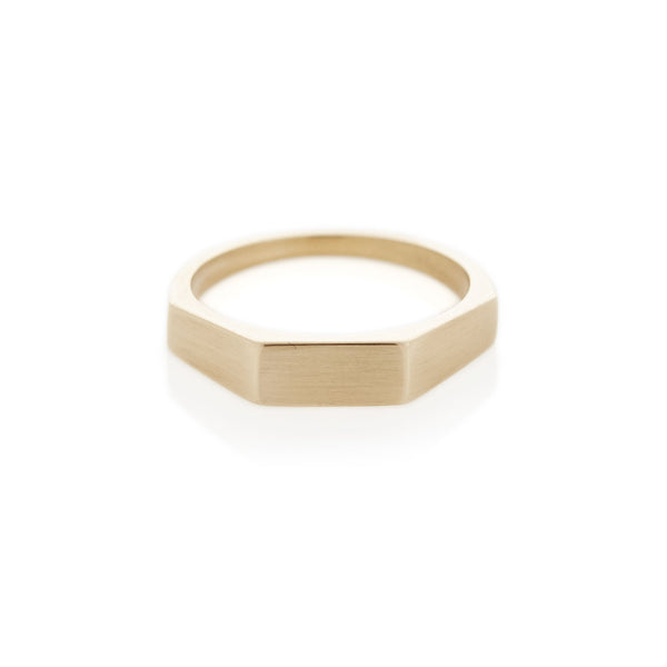 Three Edge Signet Ring in Yellow Gold