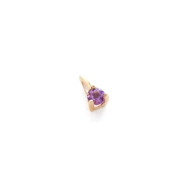 Three Claw Mini Amethyst Pendant Charm in Yellow Gold