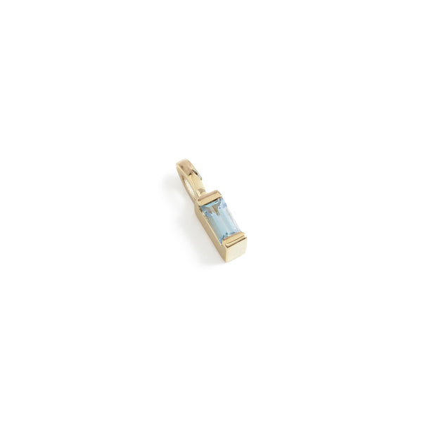 Mini Baguette Aquamarine Pendant Charm in Yellow Gold