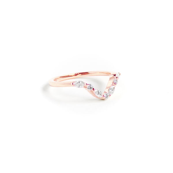 Marquise and Diamond Arch Band in Rose Gold