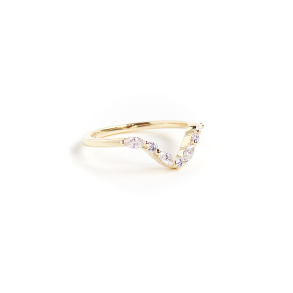 Marquise Diamond Arch Band in Yellow Gold