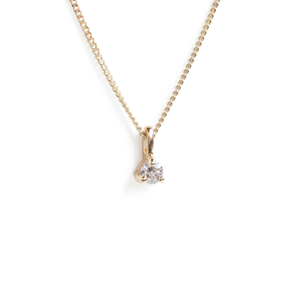 Three Claw Mini Diamond Pendant in Yellow Gold