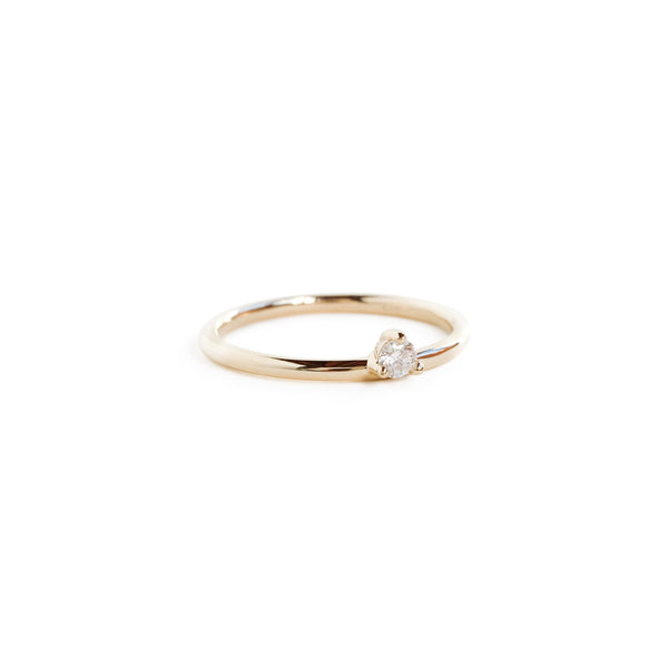 Three Claw Mini Diamond Ring in Yellow Gold