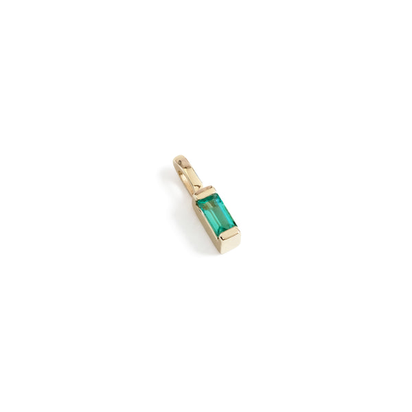 Mini Baguette Emerald Pendant Charm in Yellow Gold