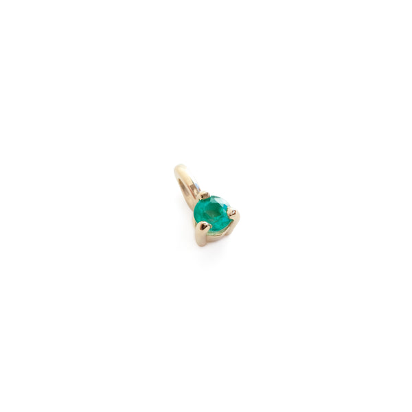 Three Claw Mini Emerald Pendant Charm in Yellow Gold