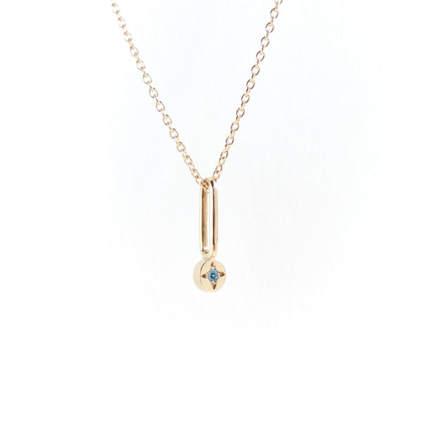 Aquamarine Dot Pendant in Yellow Gold