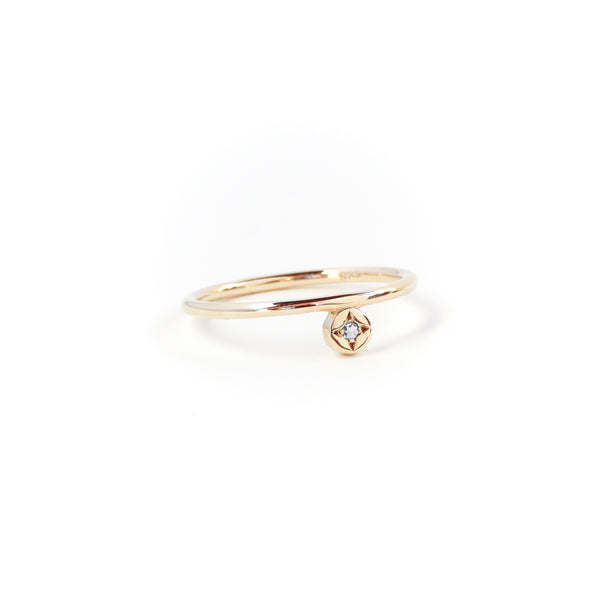 Moonstone Dot Ring in Yellow Gold