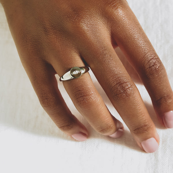 The Juno Signet Ring - with Marquise Moissanite in Rose Gold