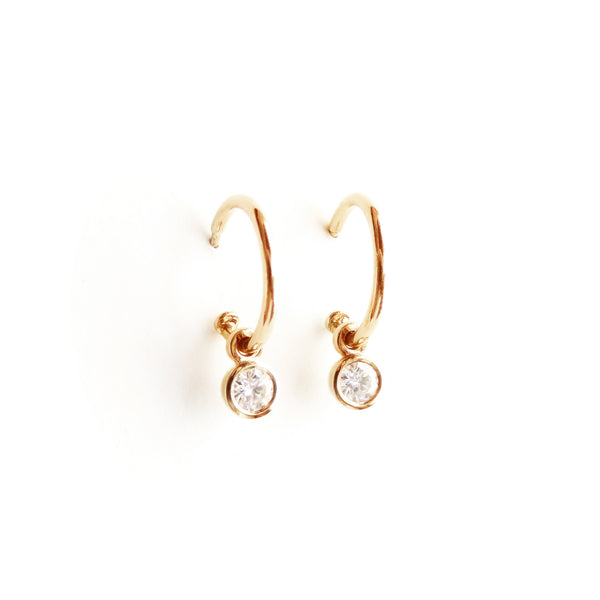 The Aether Drop Earrings - Bezel Set in Rose Gold